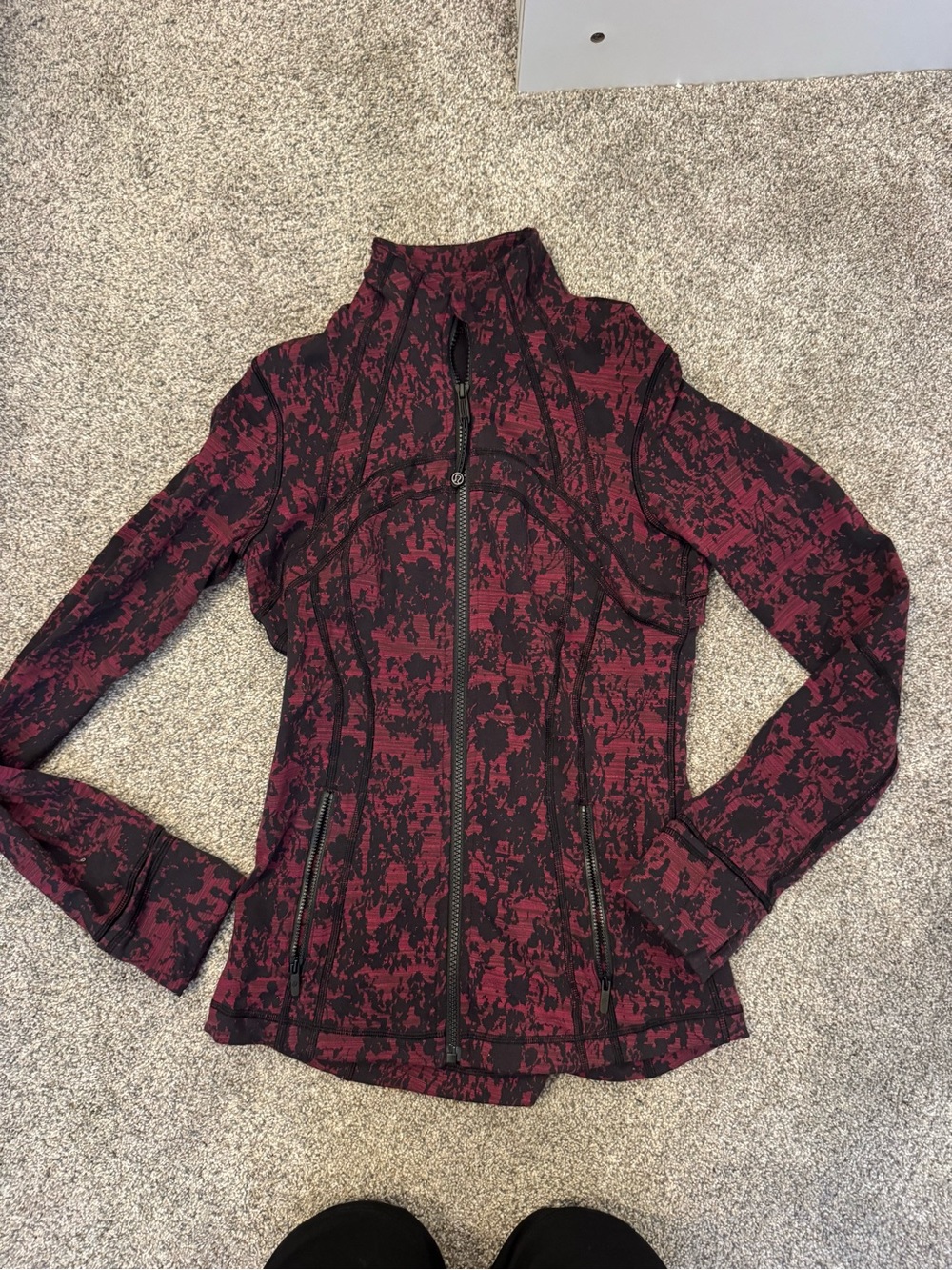 lululemon athletica Burgundy and Black Patterned Bomber Jacket